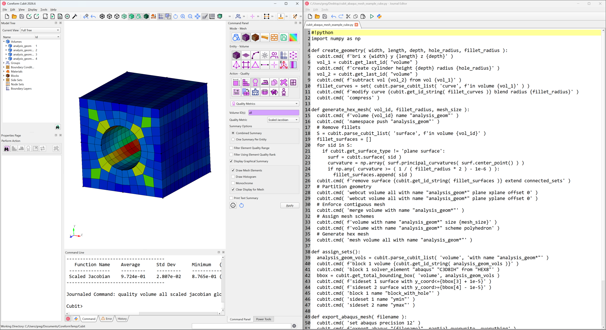 Coreform Cubitをスクリプトで操作する例